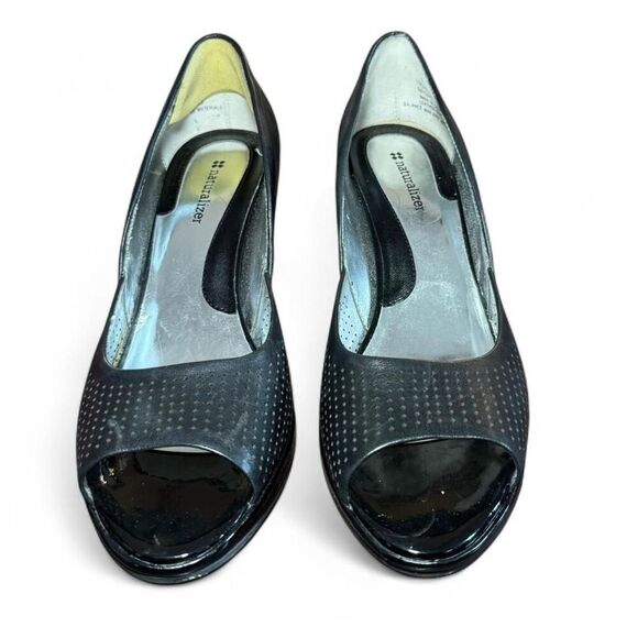 Naturalizer Women's Black Leather Peep Toe Pumps Heels Size 9 - Picture 7 of 8